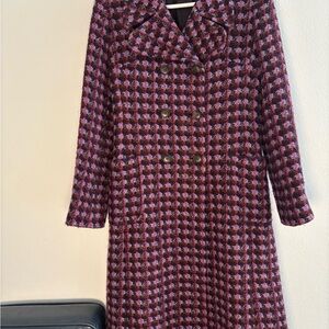 Miu Miu Purple and Red Houndstooth Coat